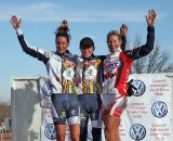 The women's podium: Miller, Miller and Duke. Jingle Cross 2010 Day 3. © Michael McColgan