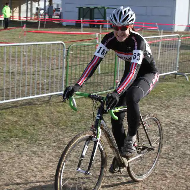 Devon Haskell is all smiles after crossing the finish line © Amy Dykema