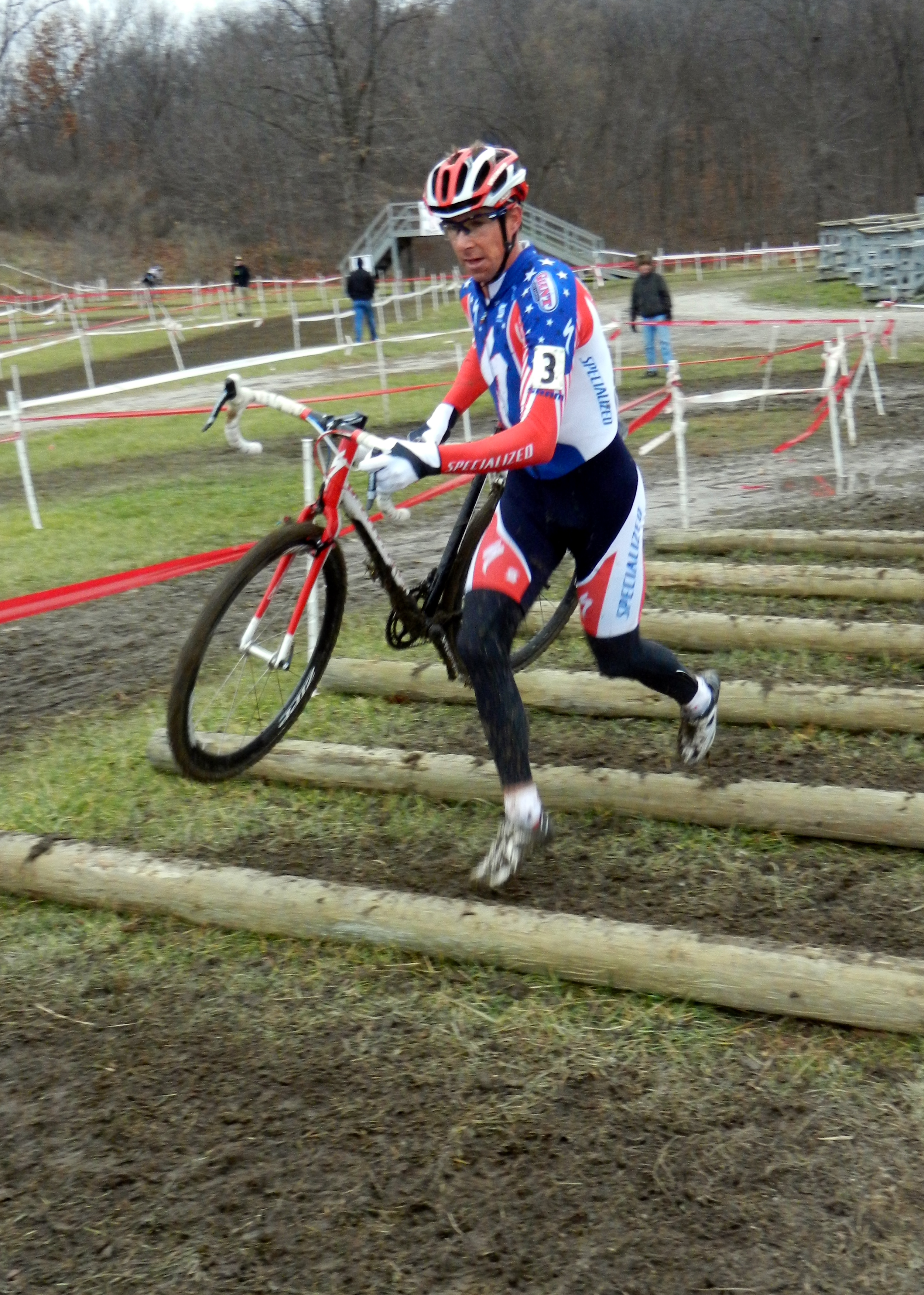 Wells on the Lincoln Log barriers.