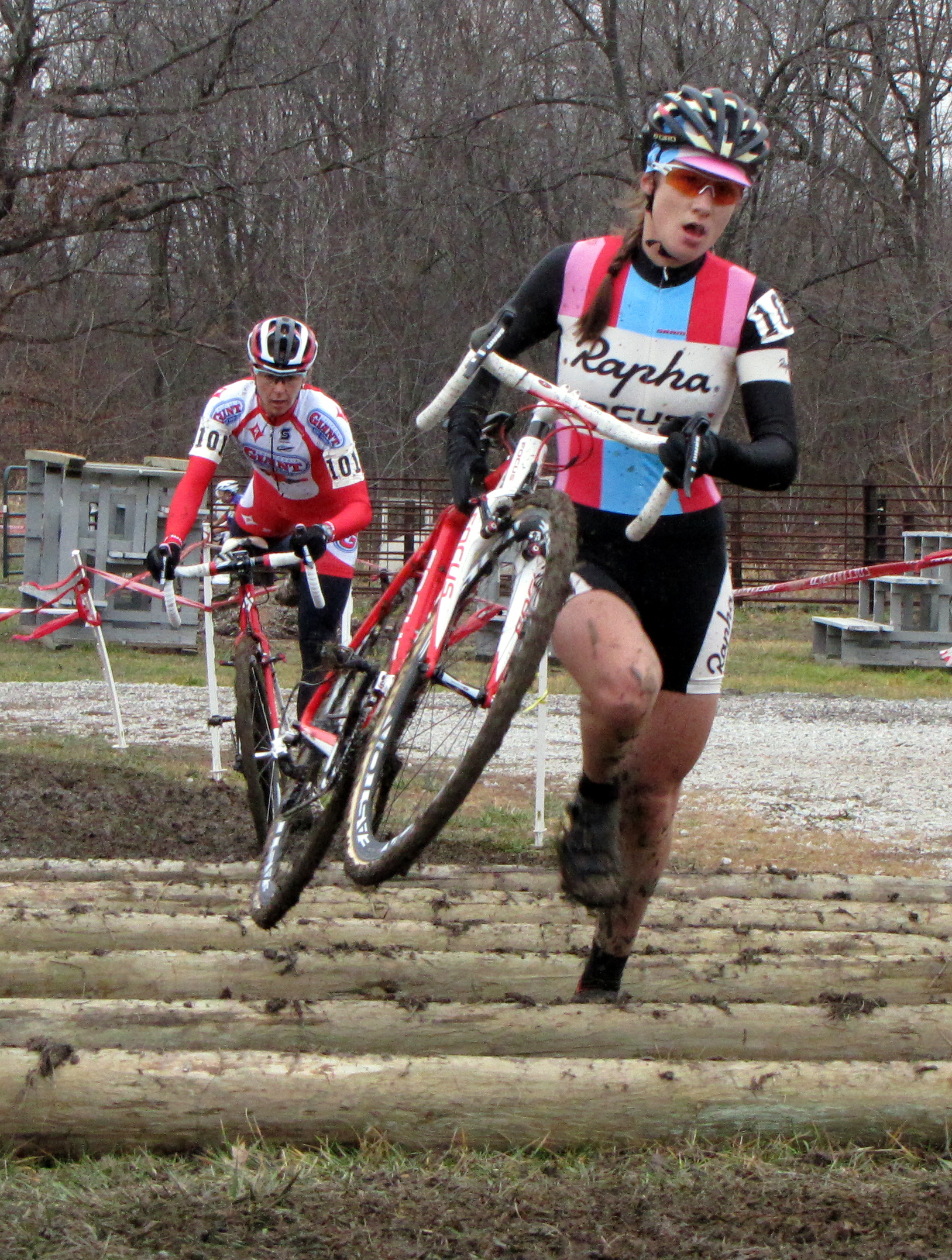 Krasniak and Miller on the Lincoln Logs barriers.