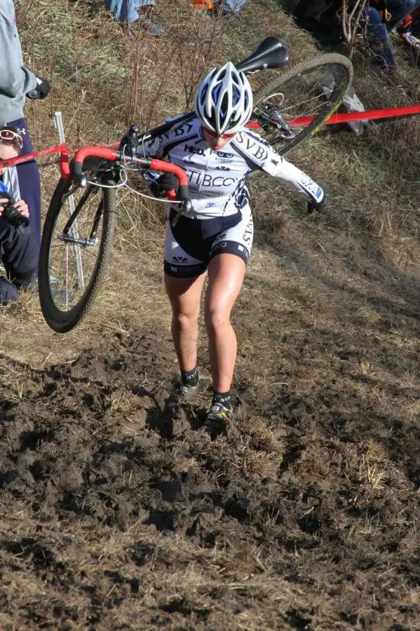 Sam Schneider negotiates the chopped up mud. © Amy Dykema