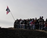 Top of Mt Krumpit. Fans waiting for leaders to ascend © Kate Hannah