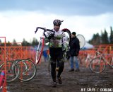 The pits weren&#039;t very busy despite the conditions, but this one rider was done for the day.  © Joe Sales