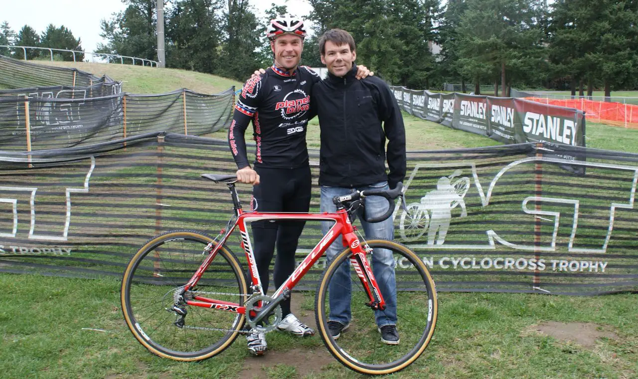 Jonathan and coach Todd Herriott before the clinic. © Cyclocross Magazine