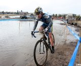 Morse in second trying to avoid the deep puddle. © Cyclocross Magazine