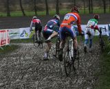 Piotr Konwa (Pol) and three other riders vie for a top 30 finish. ©Thomas van Bracht 