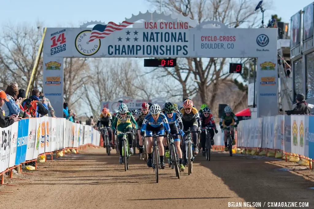 The Women\'s D1 Collegiate start.  Â©Brian Nelson