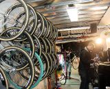 Kaitlin Antonneau had a slew of Dugast-wrapped Zipp wheelsets to choose from, and Stu Thorne to help her choose. © Cyclocross Magazine