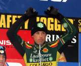 Nys celebrates his Kalmthout World Cup win. ? Bart Hazen