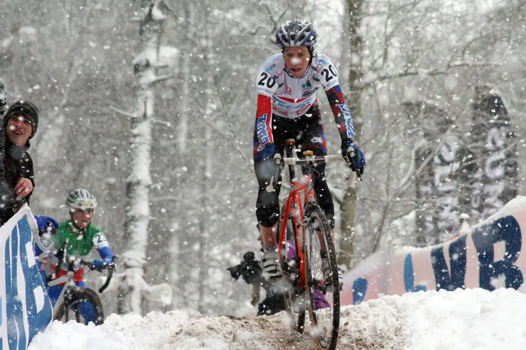 Helen Wyman negotiates the tricky, snowy course. ? Bart Hazen