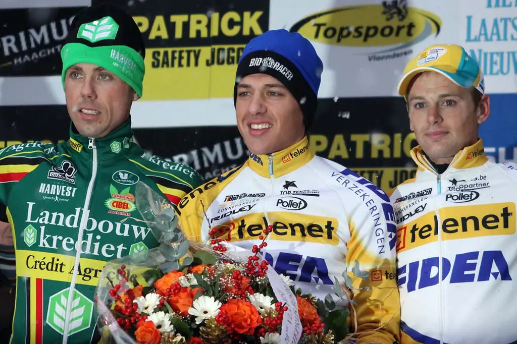 The podium: Nys (l) - Meeusen - Pauwels. © Bart Hazen