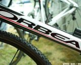 Katerina Nash's Orbea Terra cyclocross bike features massive, oversized shaped carbon tubes. © Motofish Images