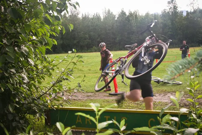 Barrier practice as Katie looks on.