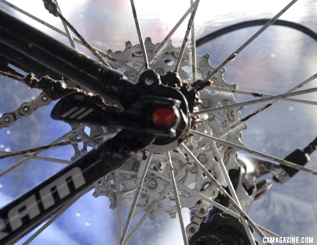 Compton uses all the new 2012 SRAM Red components except for the PG-1070 cassette, not the superlight SRAM Red XG-1090 X-Dome cassette or 1090-CX cyclocross cassette. © Cyclocross Magazine