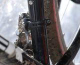 Katie used the new SRAM Red front derailleur with the YAW shifting, with a built-in chain watcher. © Cyclocross Magazine