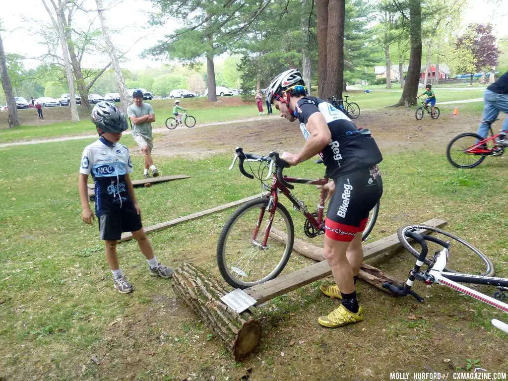 Lindine shows the right line... © Cyclocross Magazine