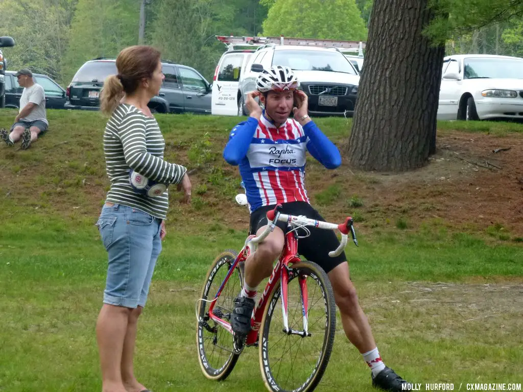 Powers talks to a parent © Cyclocross Magazine