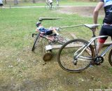 A racer goes down attempting the highest board © Cyclocross Magazine