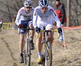 Adam Myerson leads Alec Donahue through the grass © Bart Nave