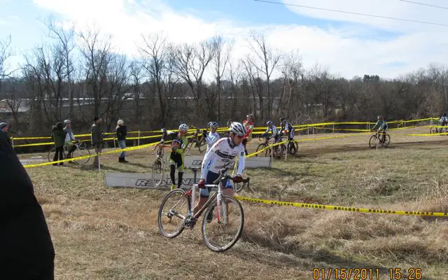 Lead group comes through the barriers