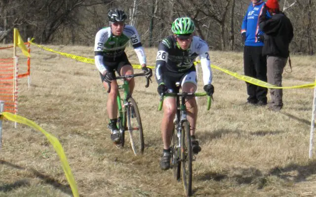 Colin Reuter of twitter and internet fame (@resultsboy and crossresults.com) leads Shawn Harshman