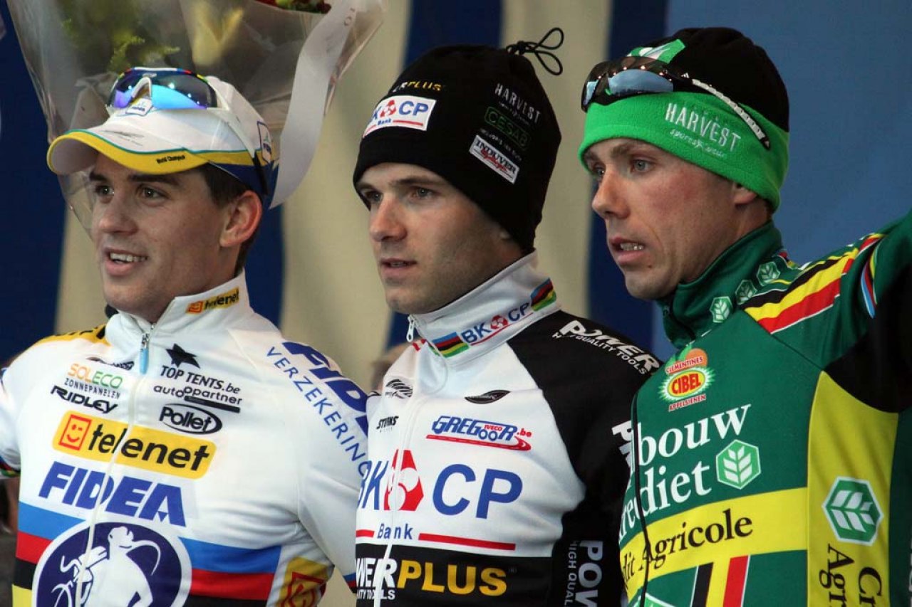 Stybar (l), Albert and Nys on the podium. © Bart Hazen