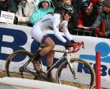 Katie Compton giving chase after early mechanicals and crashes. Koksijde Elite Women World Cup 11/28/2009 ?Bart Hazen