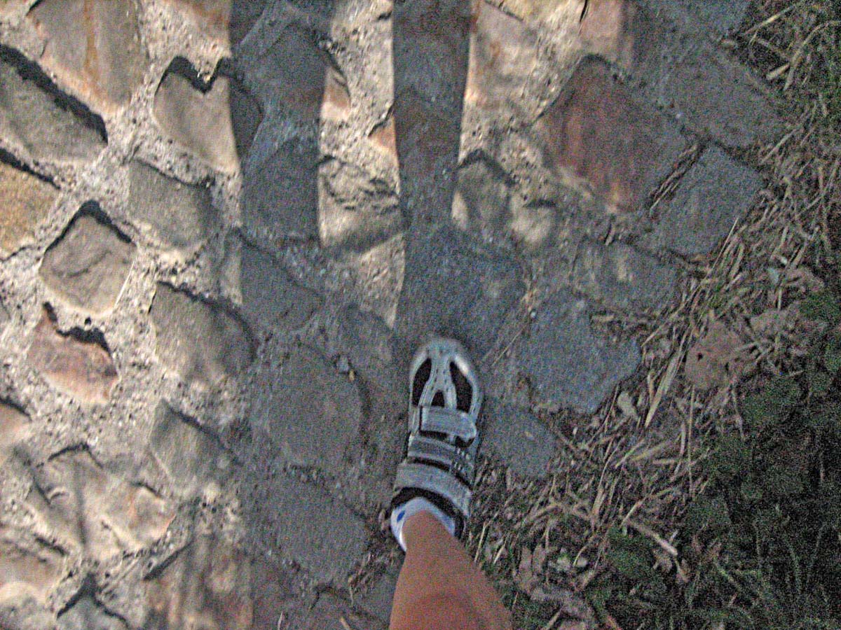 My foot on the koppenberg cobbles.  by Christine Vardaros