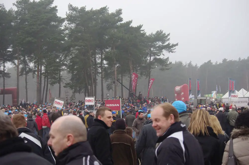 A frenzied crowd awaits the finish.  Photo courtesy of Christine Vardaros. 