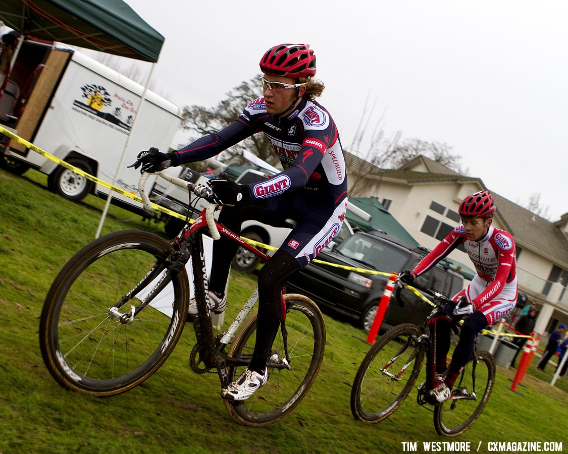 Cody Kaiser and Jeremy Ferguson (both California Gaint Berry Farms) stay close together throughout the race but Kaiser eventually takes second with Ferguson third.