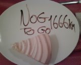 It's the 1,666km to go banner - over a citroen cake. Courtesy Lars Boom 