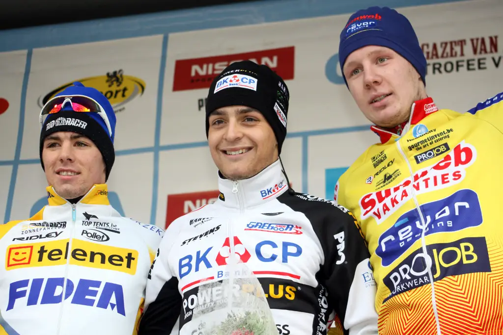 U23 podium in Loenhout: Vincent Baestaens - Wietse Bosmans - Tijmen Eising