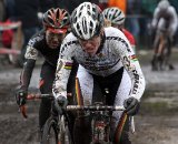 Hanka Kupfernagel sets the pace followed by van Paassen and van den Brand. World Champion Marianne Vos is trying to bridge up © Bart Hazen