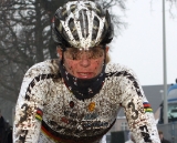 Hanka Kupfernagel was prepared for the cold, and battled valiantly © Bart Hazen 