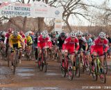 Cody Kaiser going for the holeshot in U23 2014 Cyclocross National Championships. © Steve Anderson