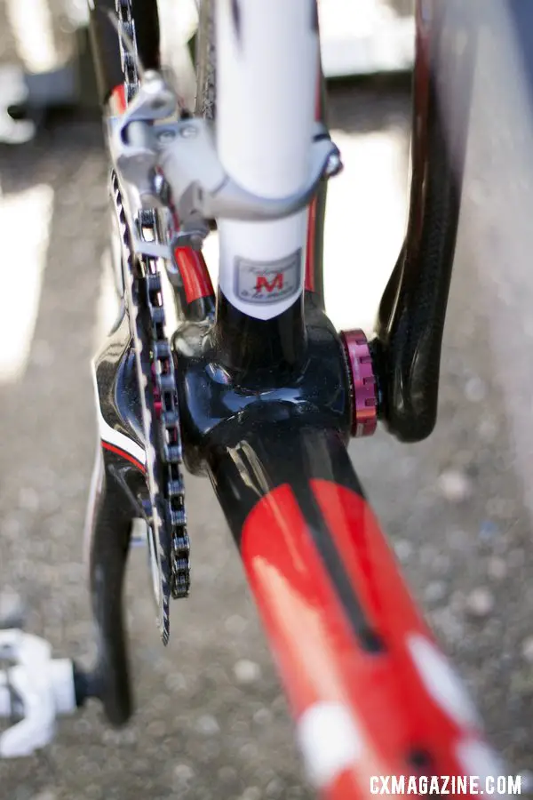 The large downtube is probably the most oversized of the tubeset on the X-85. ©Cyclocross Magazine