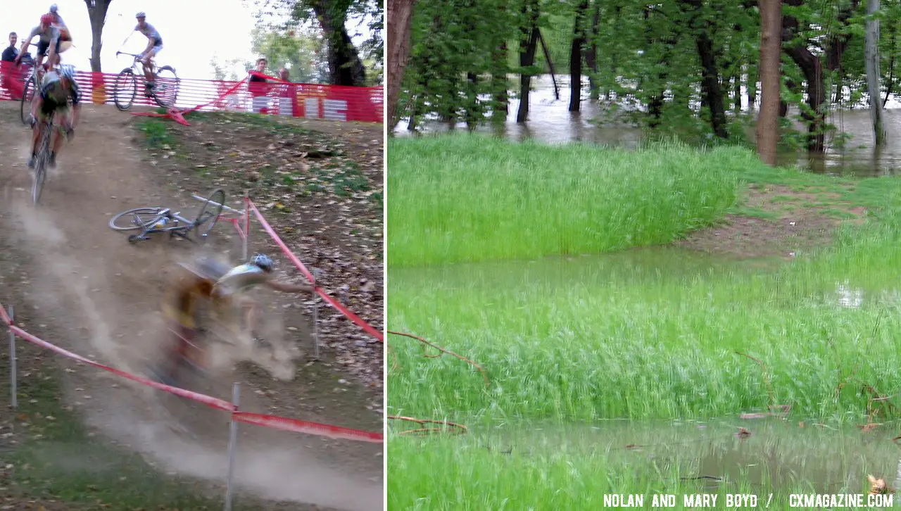 The hills of the Louisville USGP cyclocross course are almost completely submerged. © Mary and Nolan Boyd