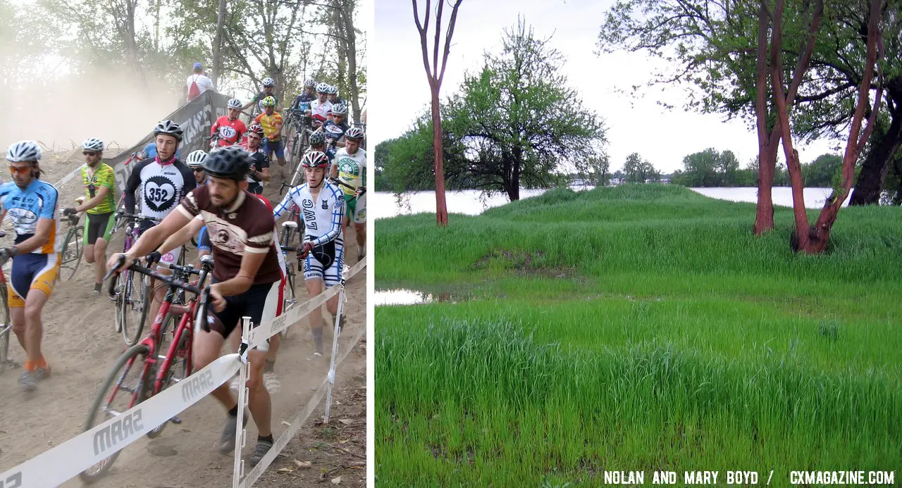 The hills of the Louisville USGP cyclocross course are almost completely submerged. © Mary and Nolan Boyd