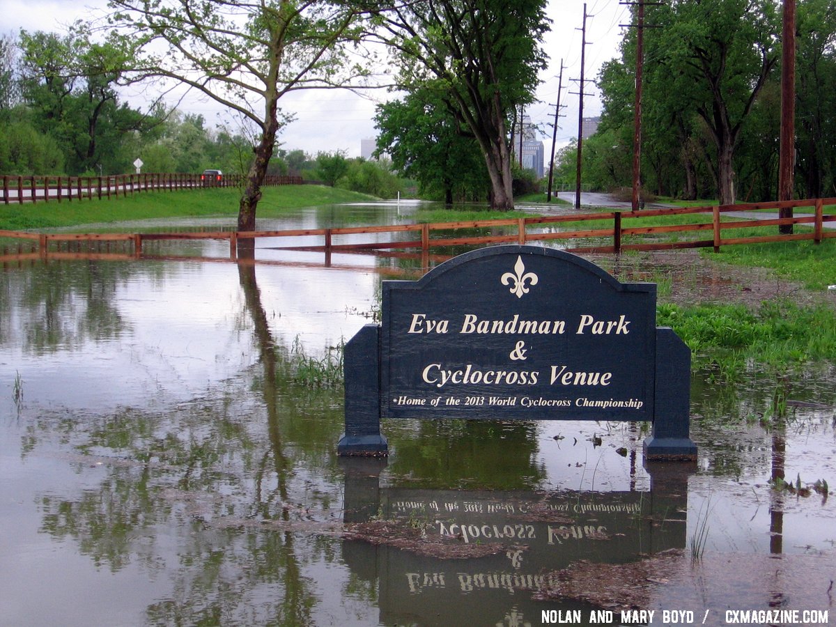 This Eva Bandman sign looks more fit for a marina than a cyclocross course. © Mary and Nolan Boyd