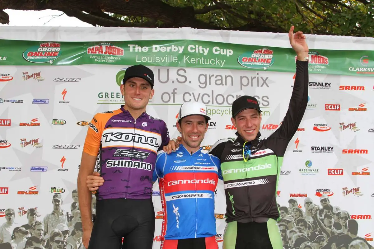 Trebon, Johnson and Powers on the podium for Day 1 © Amy Dykema