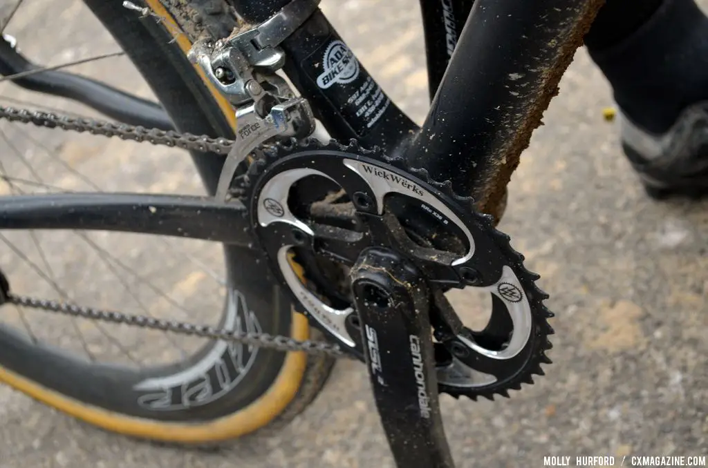 SRAM Red build with a  Force front derailleur on Mackenzie Woodring\'s Barry Roubaix-winning Foundry Auger. © Cyclocross Magazine
