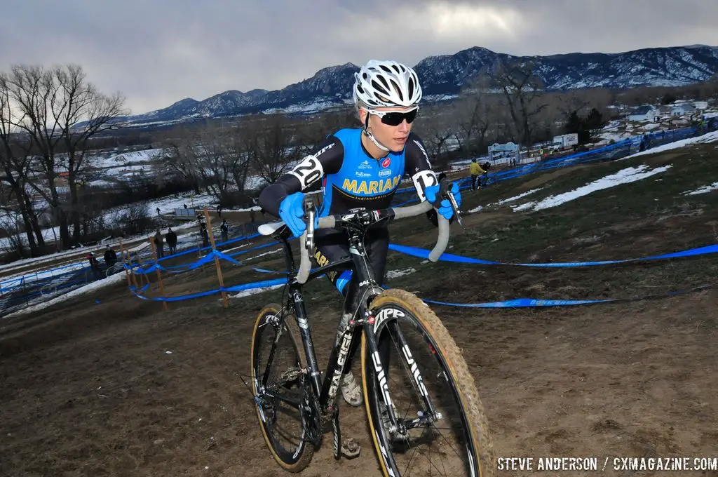 Dragoo of Marion in the first ever Collegiate Relay at the 2014 National Cyclocross Championships. © Steve Anderson