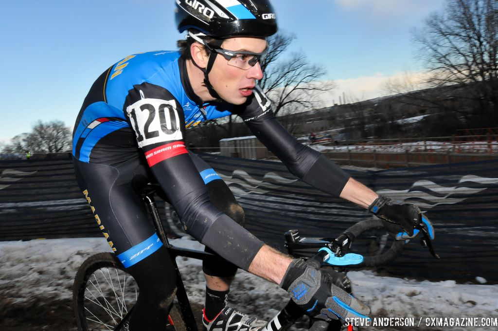 Johnson\'s parade lap for Marion in the first ever Collegiate Relay at the 2014 National Cyclocross Championships. © Steve Anderson