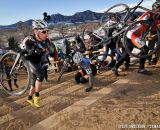 First lap congestion and chaos. 2014 Masters 45-49 Cyclocross National Championships. © Steve Anderson