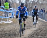 Myrah leading the chase of Robson. 2014 Masters 45-49 Cyclocross National Championships. © Steve Anderson