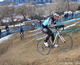 Tim Faia riding the off-camber climb with Myrah chasing. 2014 Masters 45-49 Cyclocross National Championships. © Steve Anderson