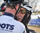 Robson congratulating Faia. 2014 Masters 45-49 Cyclocross National Championships. © Steve Anderson