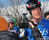 Myrah being interviewed by Cyclocross Magazine's Molly Hurford. 2014 Masters 45-49 Cyclocross National Championships. © Steve Anderson