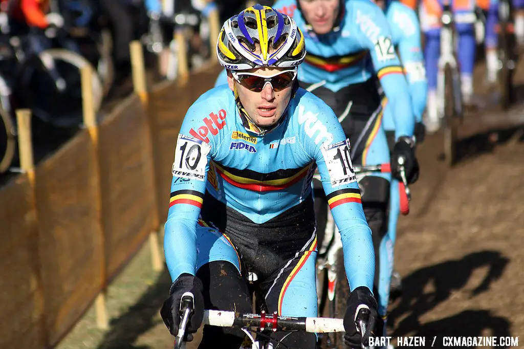 Kevin Pauwels leading the chase of Stybar and Nys.