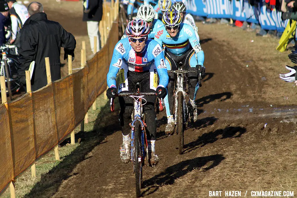 Stybar leads Bart Wellens early race.